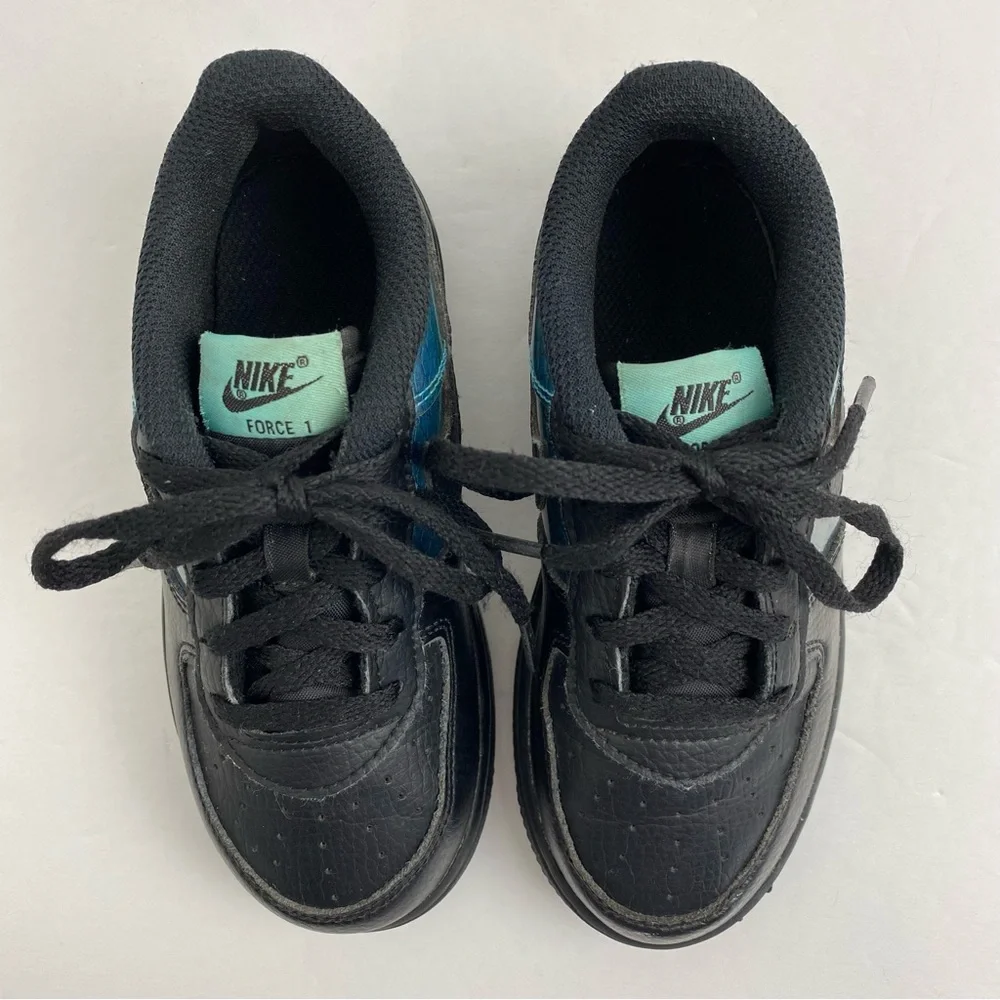 Nike Air Force 1 size 10C Toddler Black Blue Baby Dragon Sneakers BV6063-001